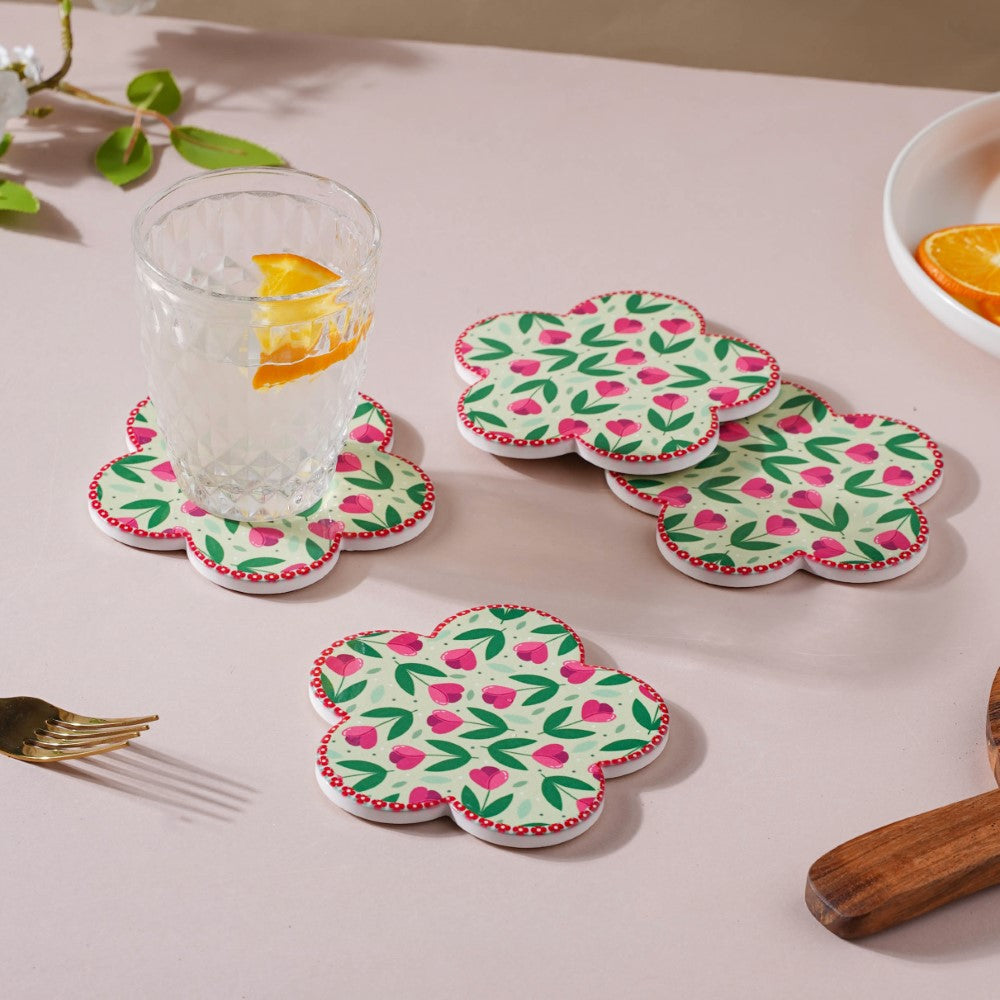 Flower Ceramic Coaster Set Of 4 Nestasia