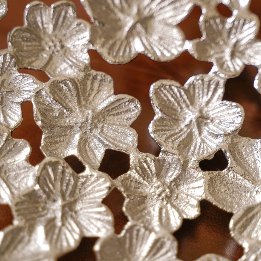 Floral Decorative Platter Tray Silver Nestasia