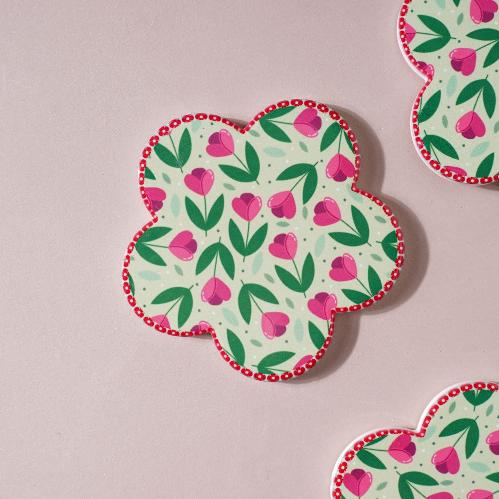 Flower Ceramic Coaster Set Of 4 Nestasia