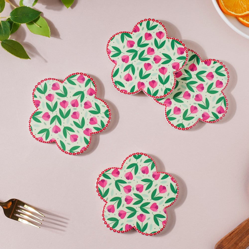 Flower Ceramic Coaster Set Of 4 Nestasia