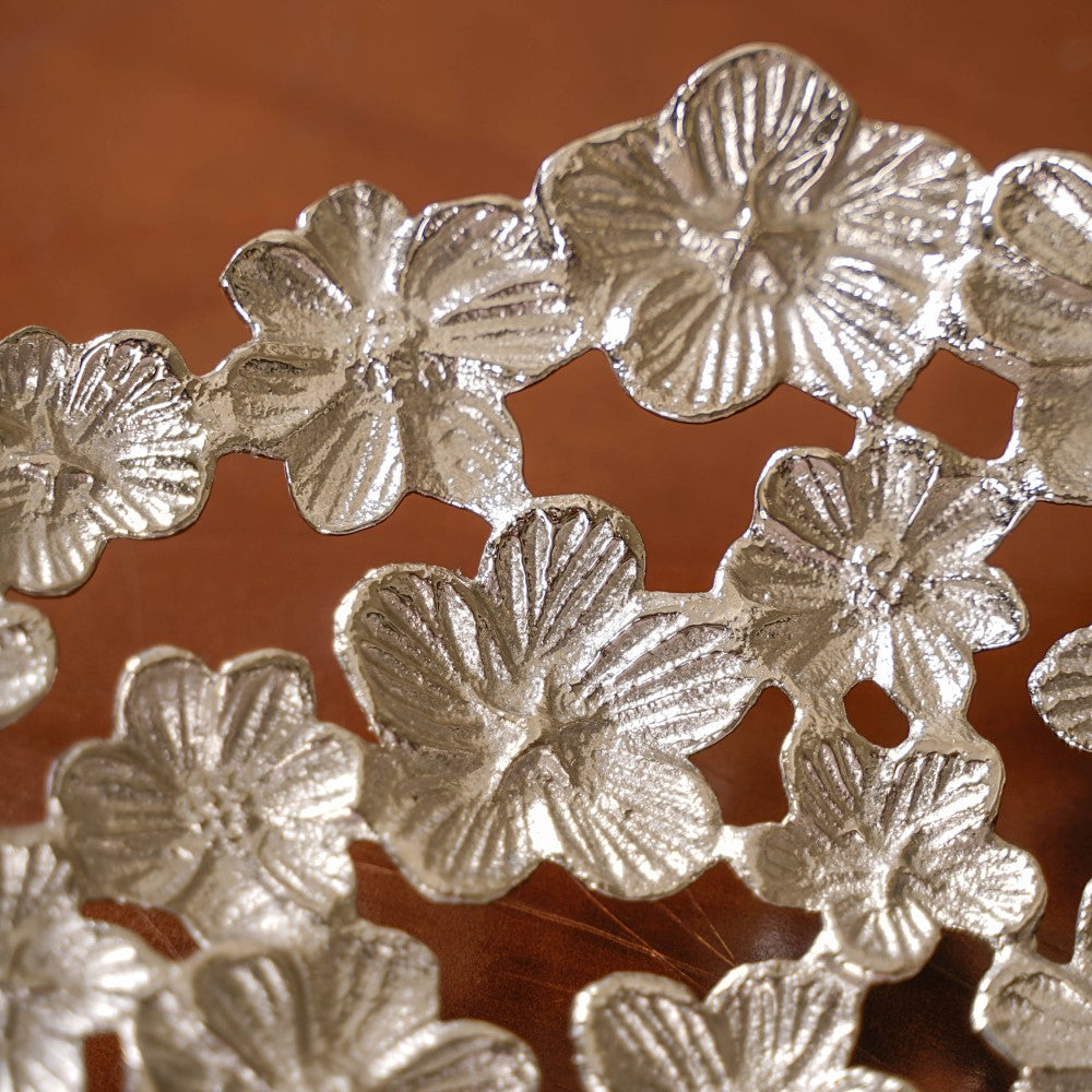 Floral Decorative Platter Tray Silver Nestasia