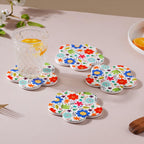 Springy Zest Flower Ceramic Coaster Set Of 4 Nestasia
