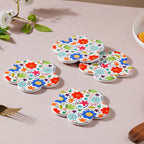 Springy Zest Flower Ceramic Coaster Set Of 4 Nestasia