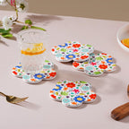 Springy Zest Flower Ceramic Coaster Set Of 4 Nestasia