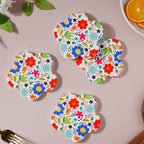 Springy Zest Flower Ceramic Coaster Set Of 4 Nestasia