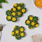 Yellow Daffodil Ceramic Glossy Coaster Set Of 4 Nestasia