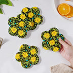 Yellow Daffodil Ceramic Glossy Coaster Set Of 4 Nestasia