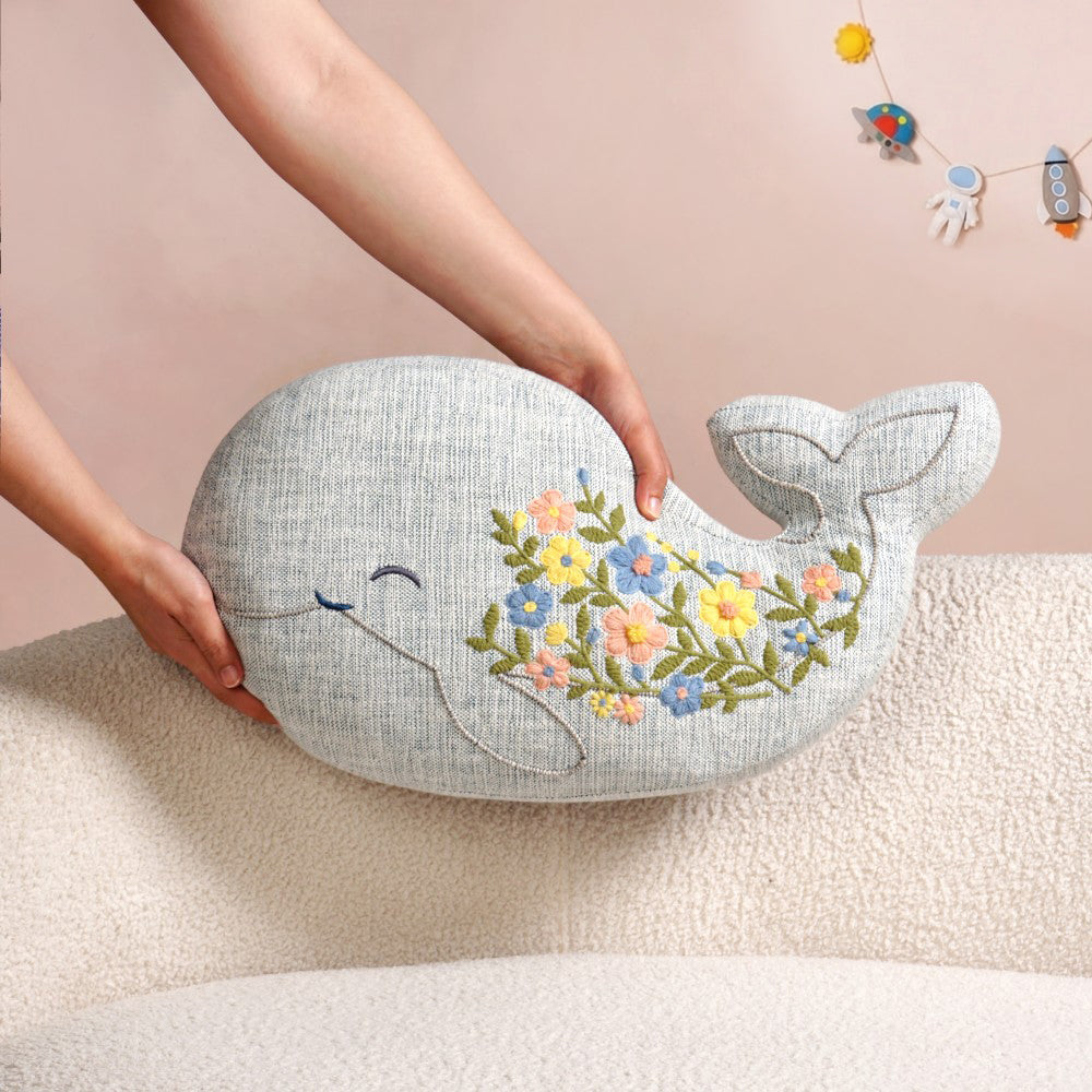 Whale Plush Sofa Cushion 50x27cm Nestasia