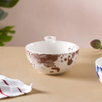 Splash Patterned Ceramic Bowl With Handle Brown Nestasia