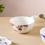Splash Patterned Ceramic Bowl With Handle Brown Nestasia