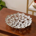 Floral Decorative Platter Tray Silver Nestasia