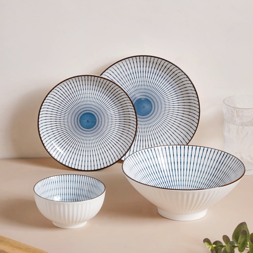 Meraki Striped Ceramic Serving Bowl 800 ml Nestasia