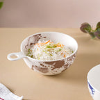 Splash Patterned Ceramic Bowl With Handle Brown Nestasia