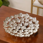 Floral Decorative Platter Tray Silver Nestasia