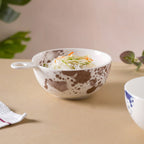 Splash Patterned Ceramic Bowl With Handle Brown Nestasia