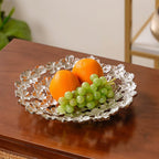 Floral Decorative Platter Tray Silver Nestasia