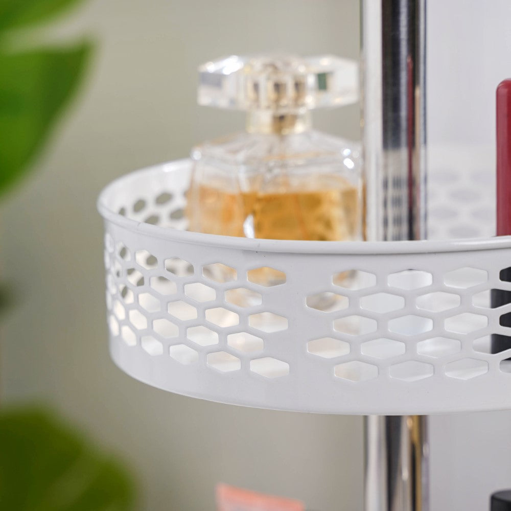 Rotating Metal Storage Rack White Nestasia