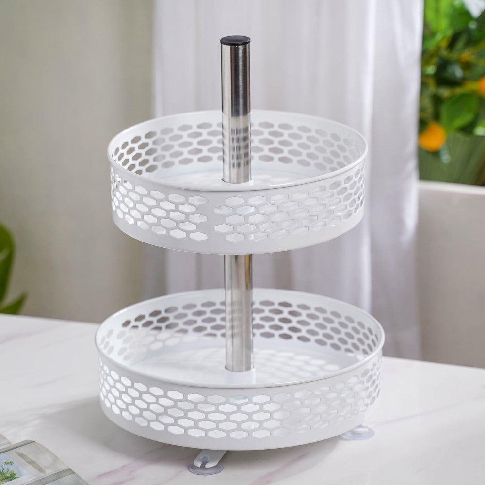 Rotating Metal Storage Rack White Nestasia