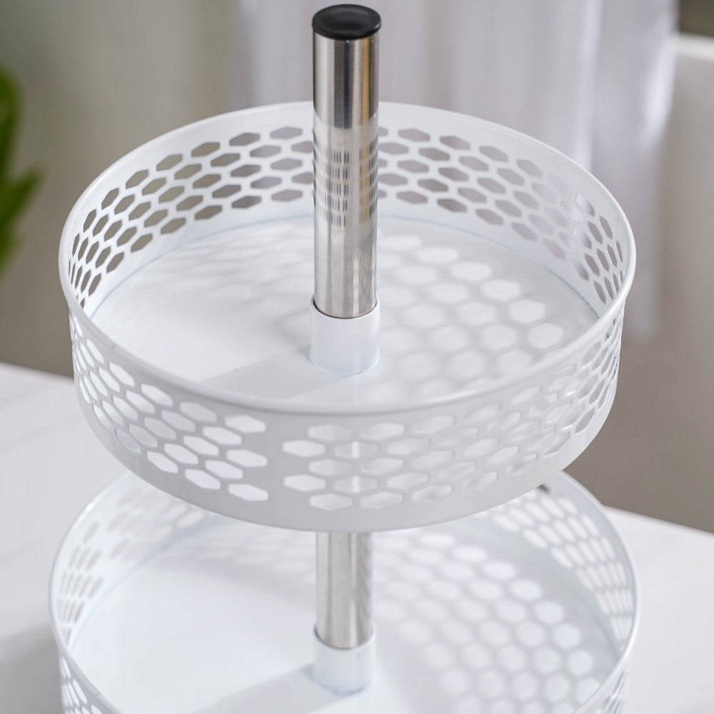 Rotating Metal Storage Rack White Nestasia