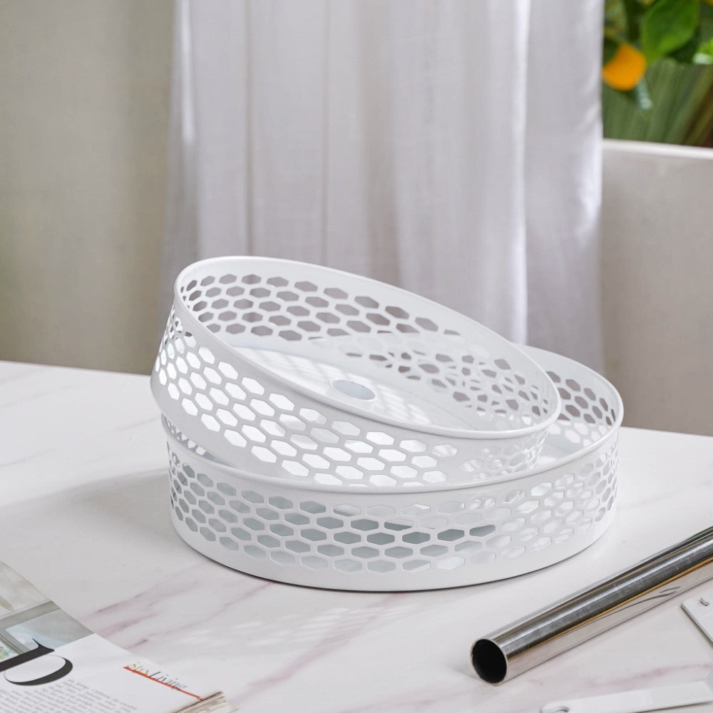 Rotating Metal Storage Rack White Nestasia