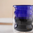 Transparent Double Walled Glass Ripple Tumbler Blue Nestasia