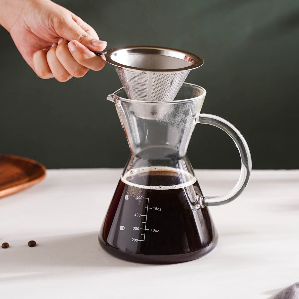 V60 Stainless Steel Coffee Filter With Pot 650ml Nestasia