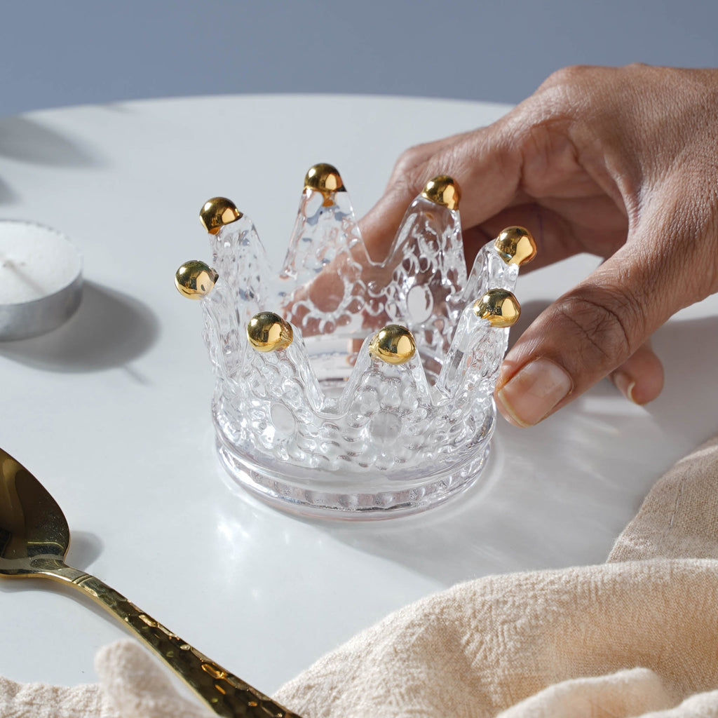 Crystal Glass Decor Accent Set of 2 Nestasia