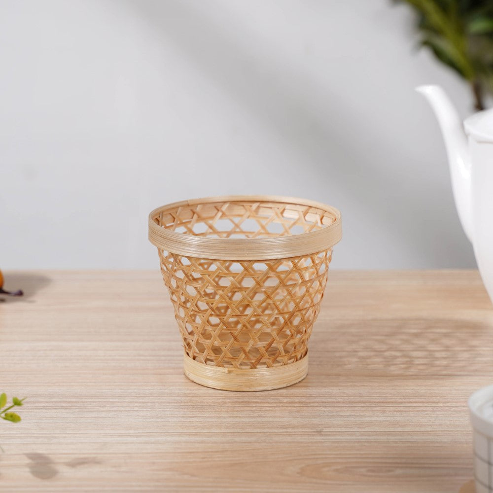 Round Patterned Bamboo Utility Basket Nestasia