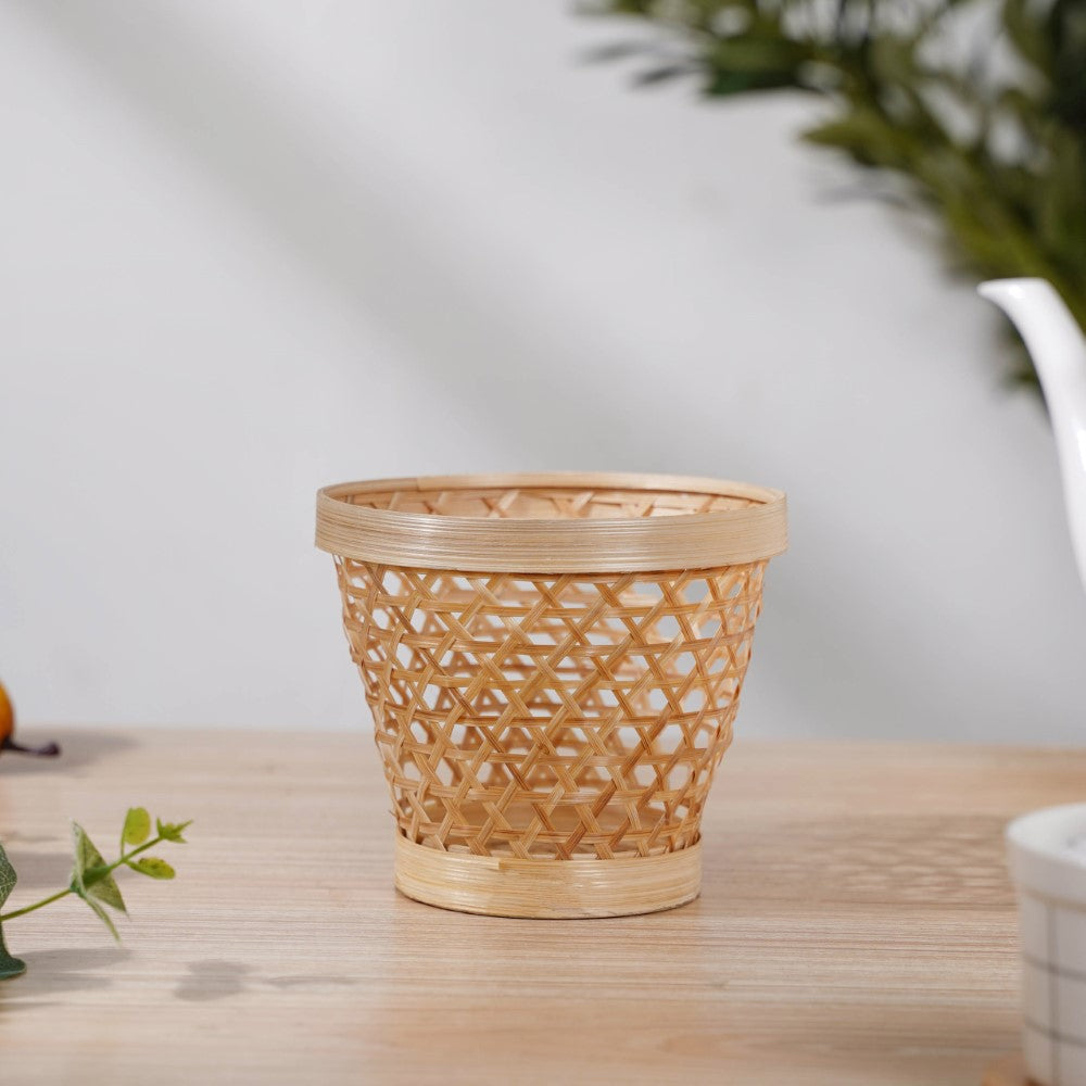Round Patterned Bamboo Utility Basket Nestasia