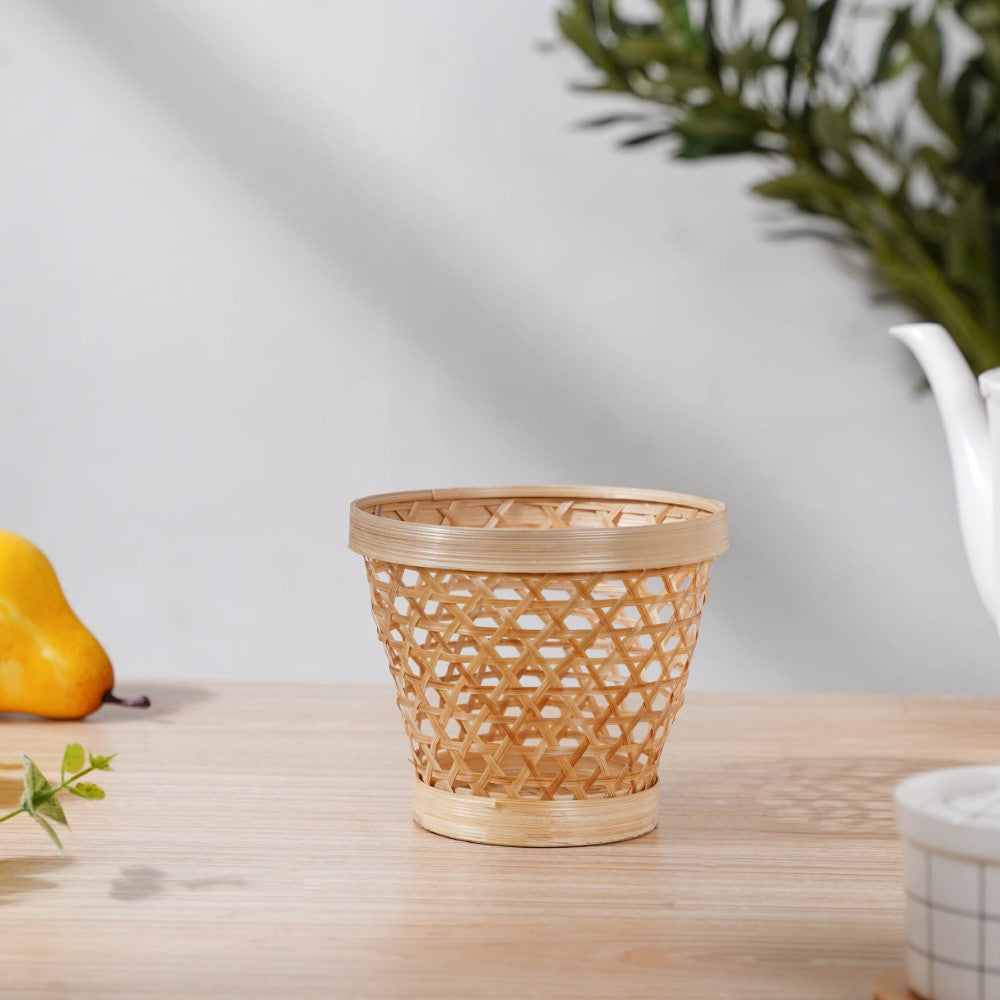 Round Patterned Bamboo Utility Basket Nestasia