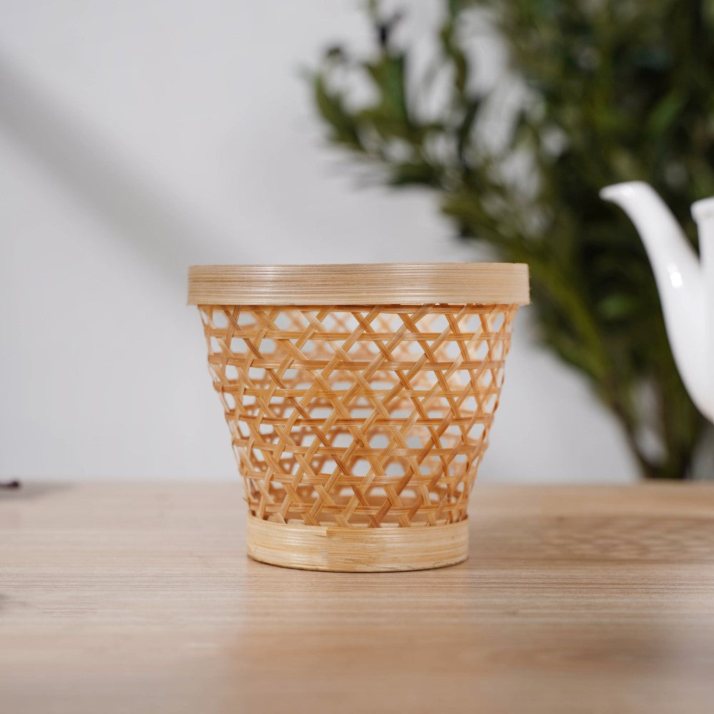 Round Patterned Bamboo Utility Basket Nestasia