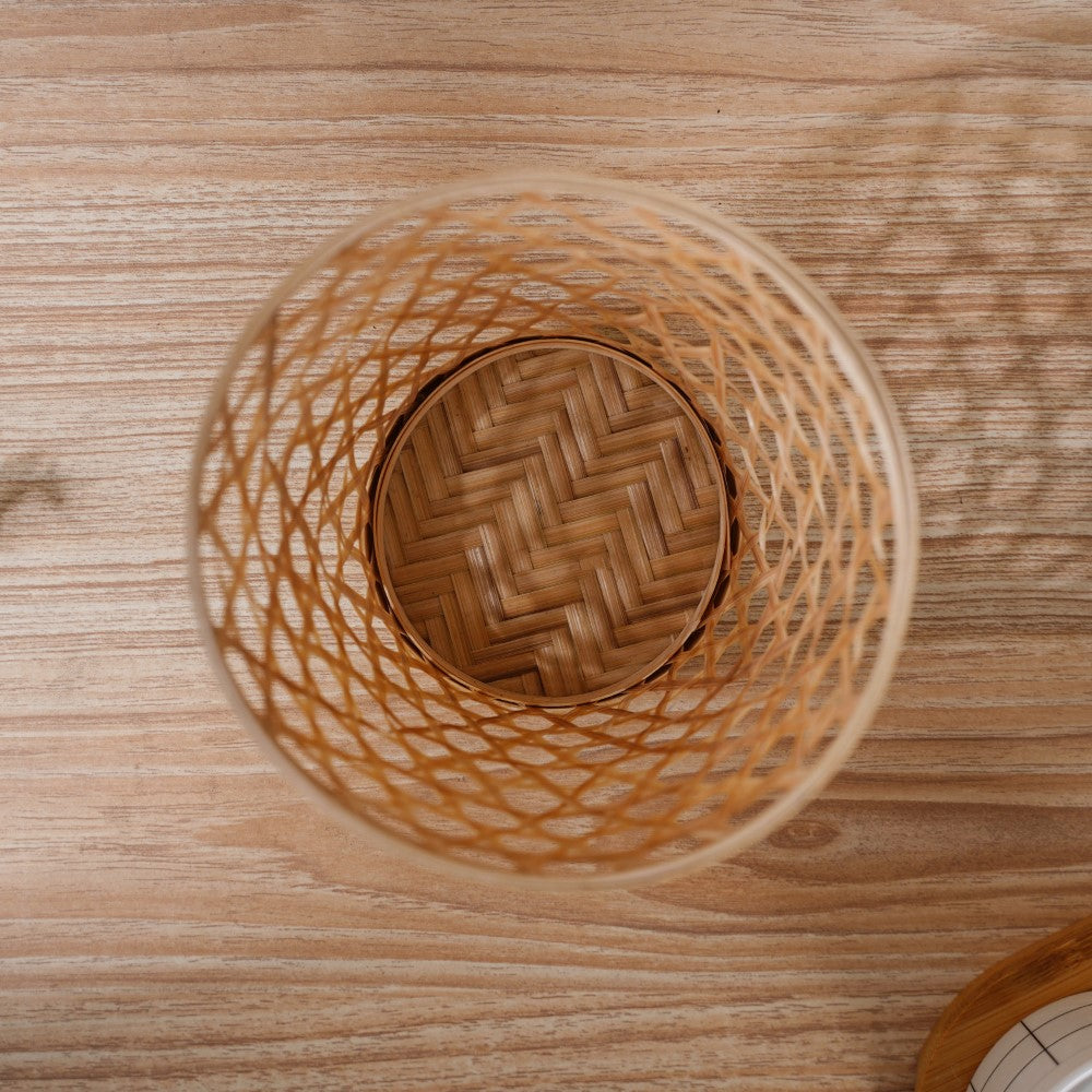 Round Patterned Bamboo Utility Basket Nestasia