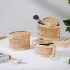 Hand Crafted Oval Bamboo Storage Basket Set of 3 Nestasia