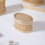 Hand Crafted Oval Bamboo Storage Basket Set of 3 Nestasia