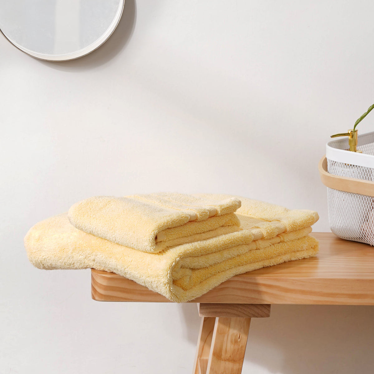 Plushy Sunny Yellow 100% Cotton Towel Set of 2 Nestasia