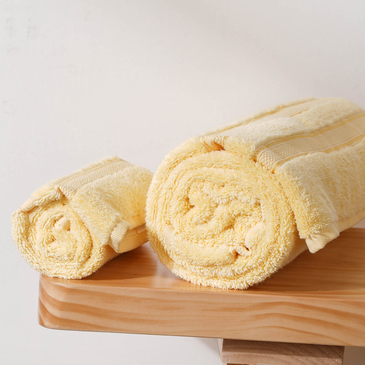 Plushy Sunny Yellow 100% Cotton Towel Set of 2 Nestasia