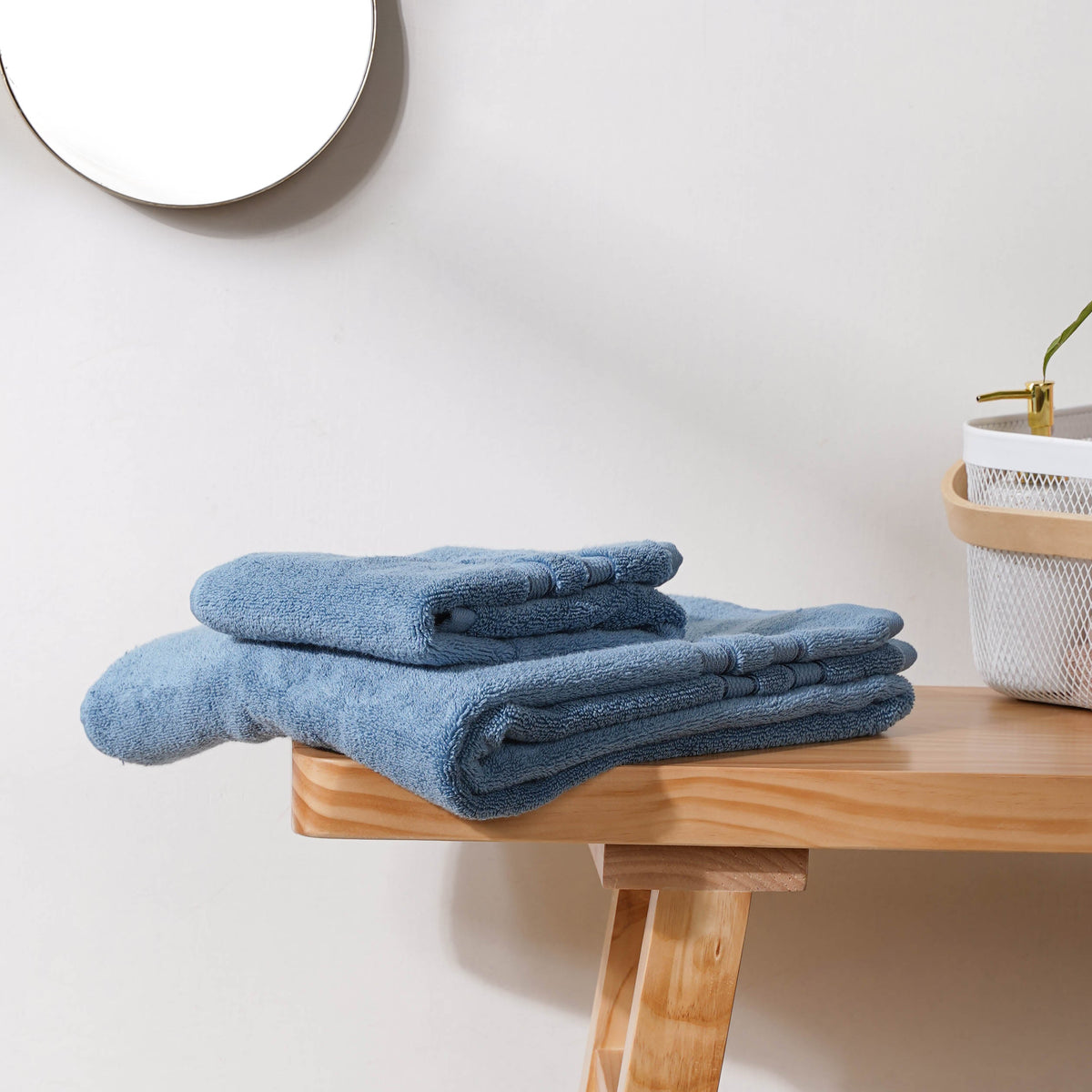 Plushy Bubbly Blue 100% Cotton Towel Set of 2 Nestasia