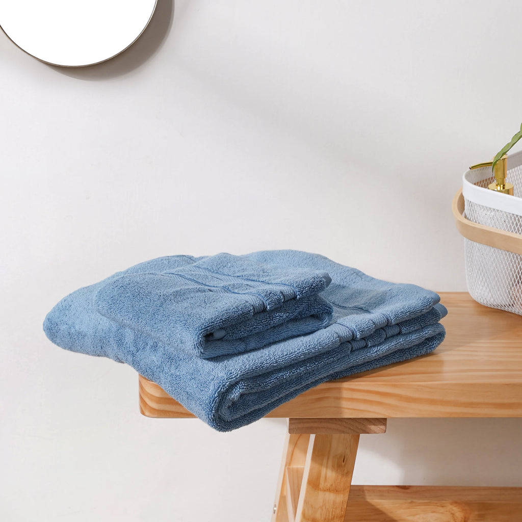 Plushy Bubbly Blue 100% Cotton Towel Set of 2 Nestasia