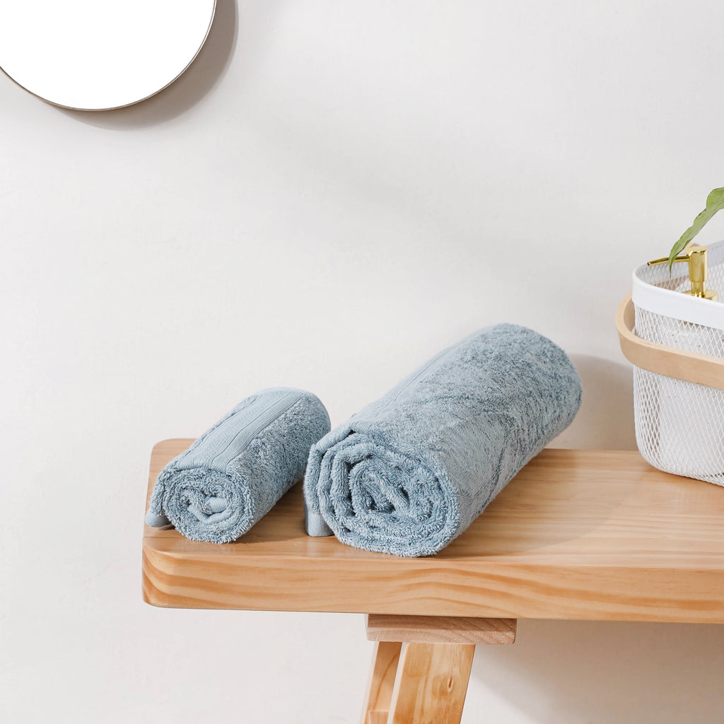 Plushy Bamboo Towel Set of 2 Blue Nestasia