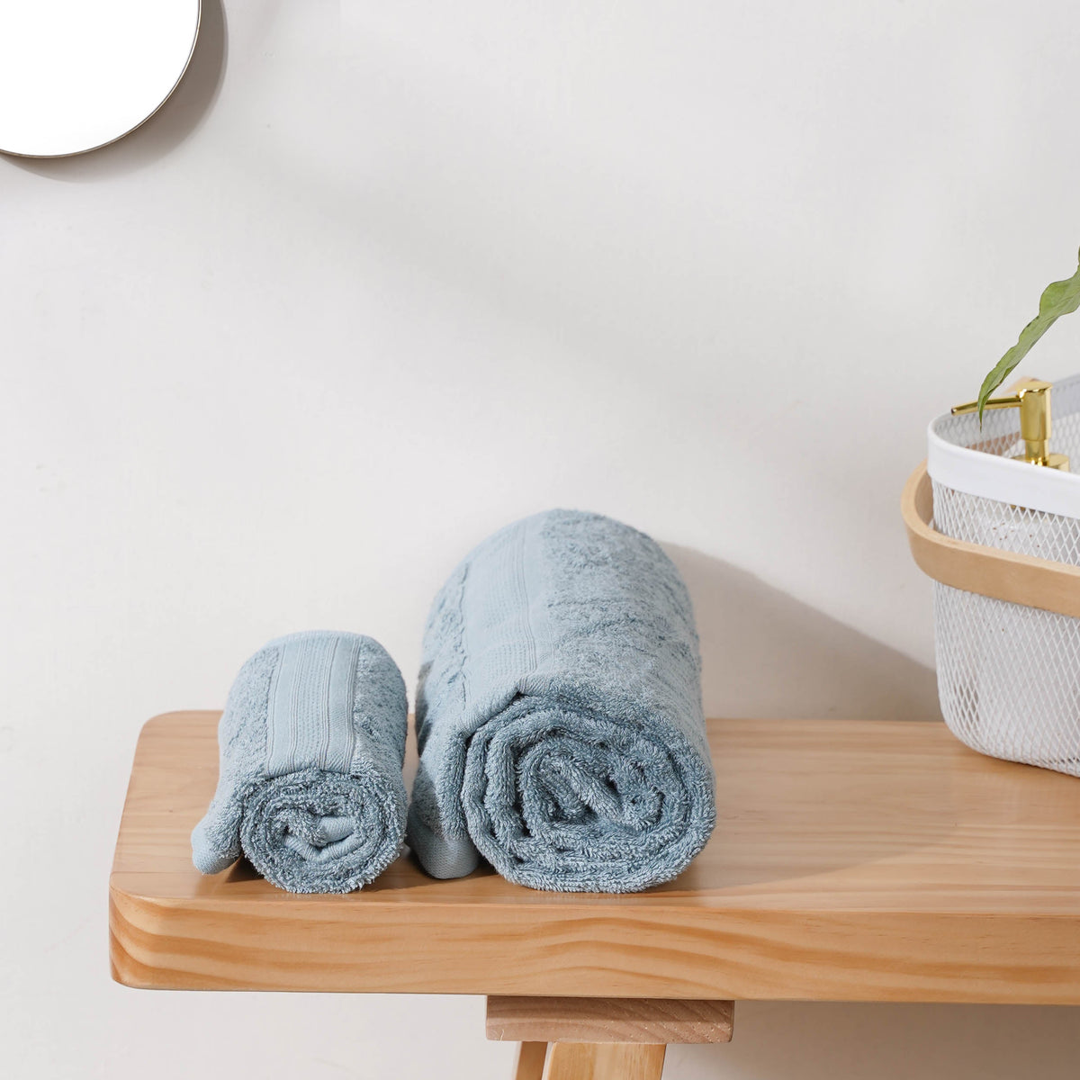 Plushy Bamboo Towel Set of 2 Blue Nestasia