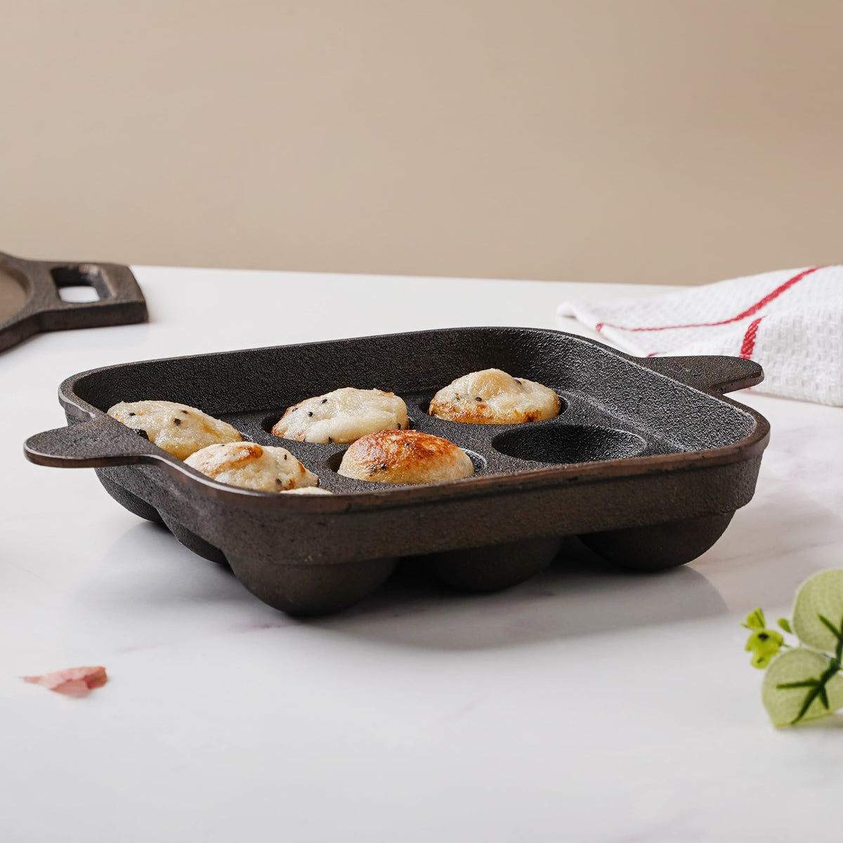 Empress Cast Iron Ultra Smooth Square Paniyaram Pan 9 Pit Nestasia