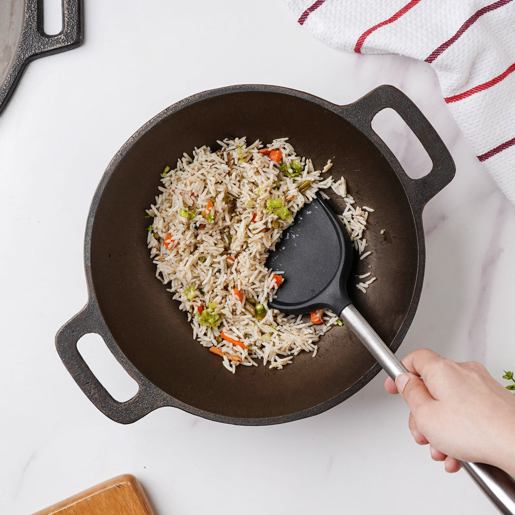 Empress Cast Iron Round Bottom Ultra Smooth Kadai 10 Inch Nestasia