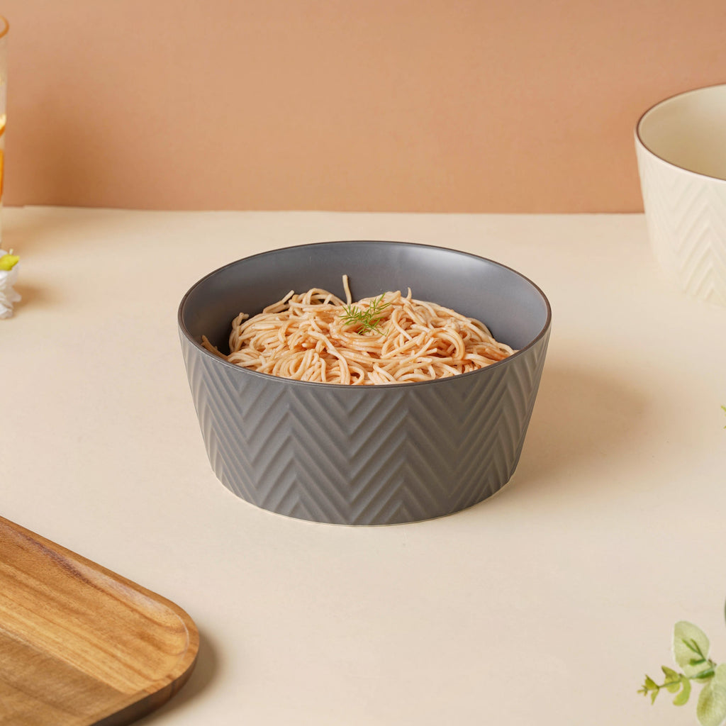 Asphalt Grey Textured Serving Bowl Nestasia