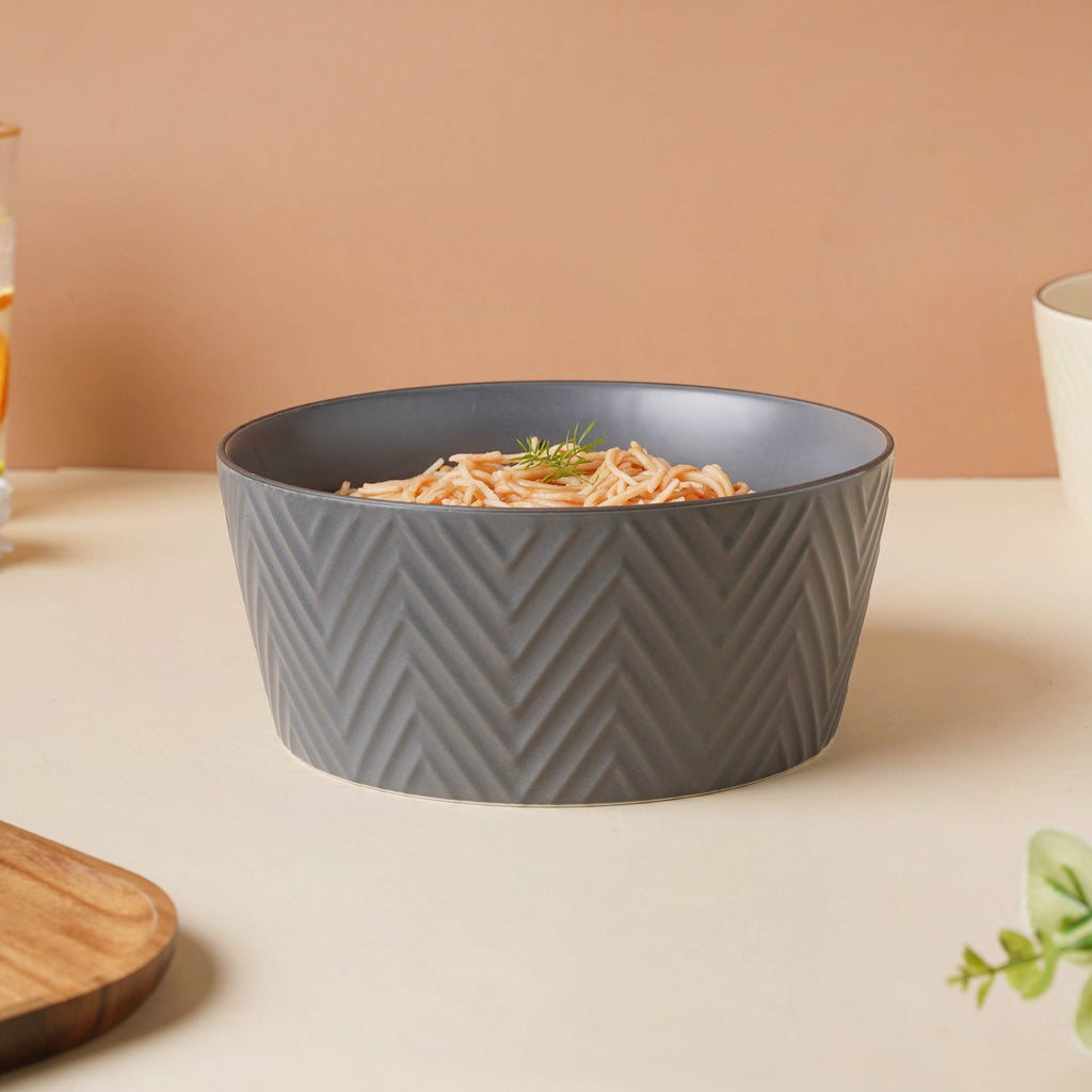 Asphalt Grey Textured Serving Bowl Nestasia