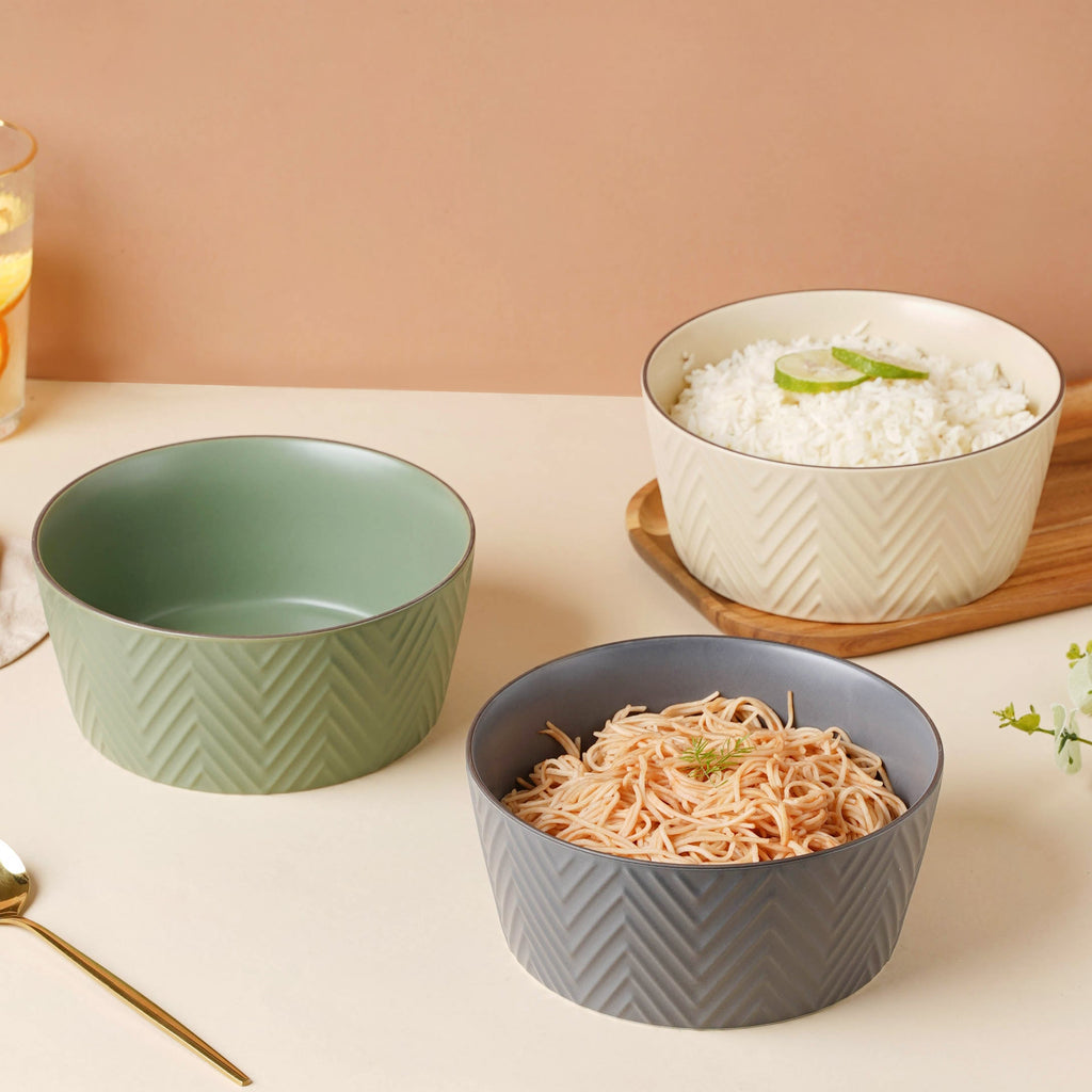 Asphalt Grey Textured Serving Bowl Nestasia