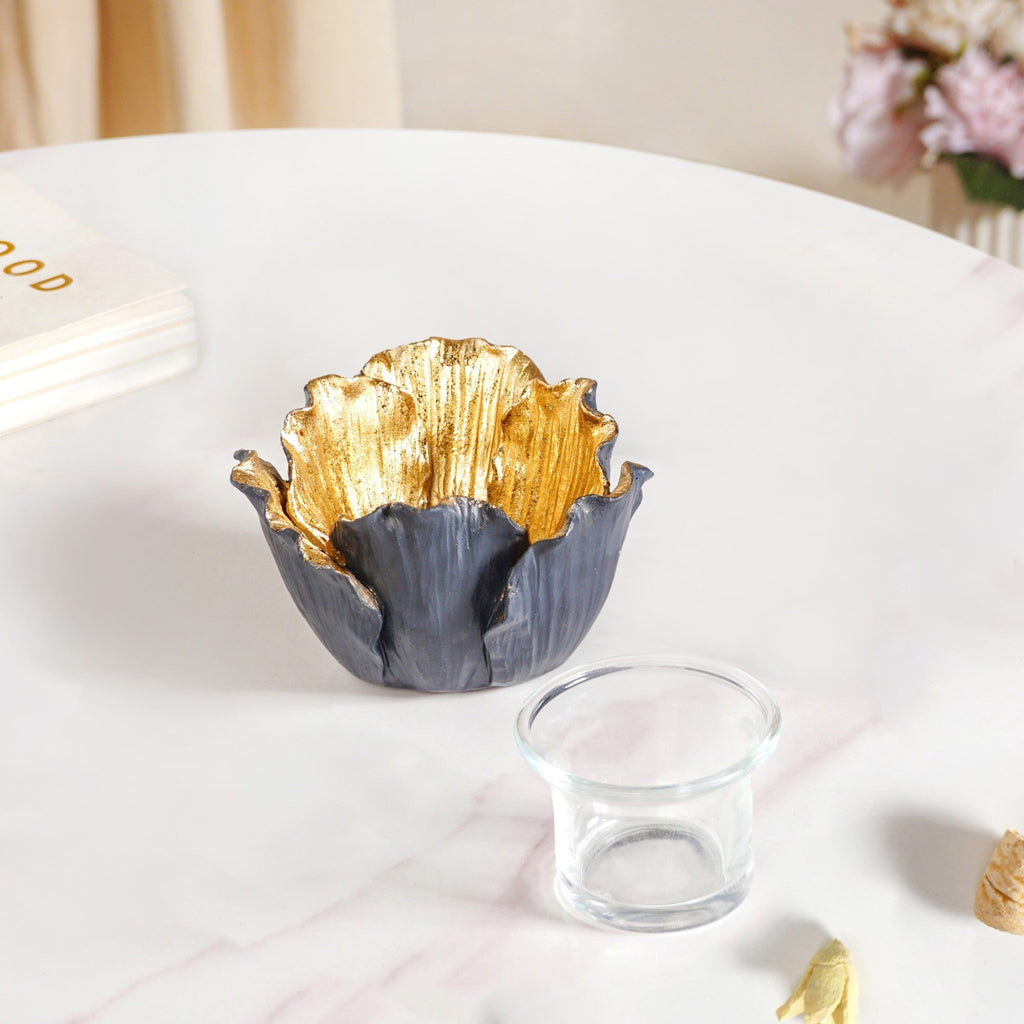 Gold Petal Candle Holder Nestasia