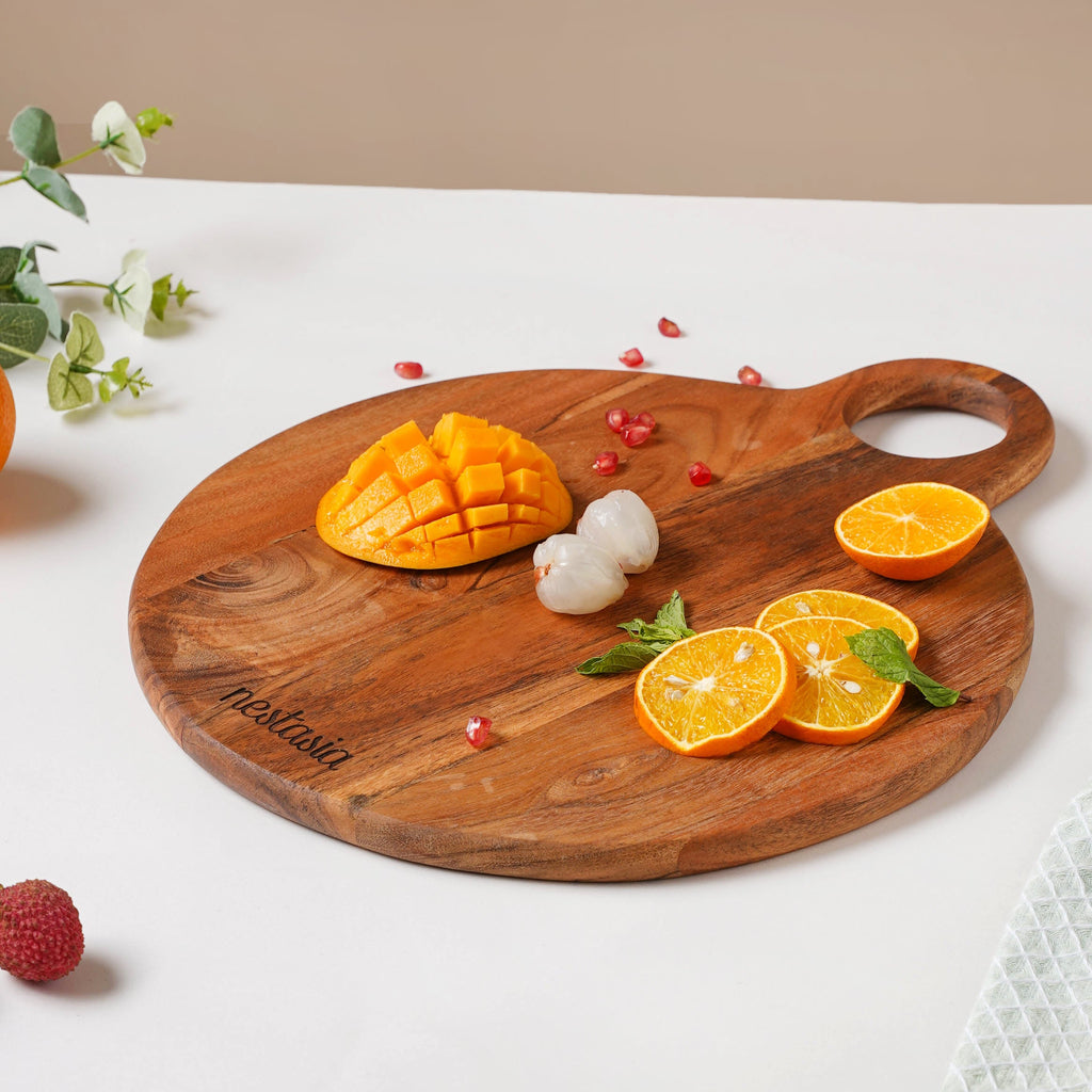 Farmhouse Round Wooden Platter 15 Inch Nestasia