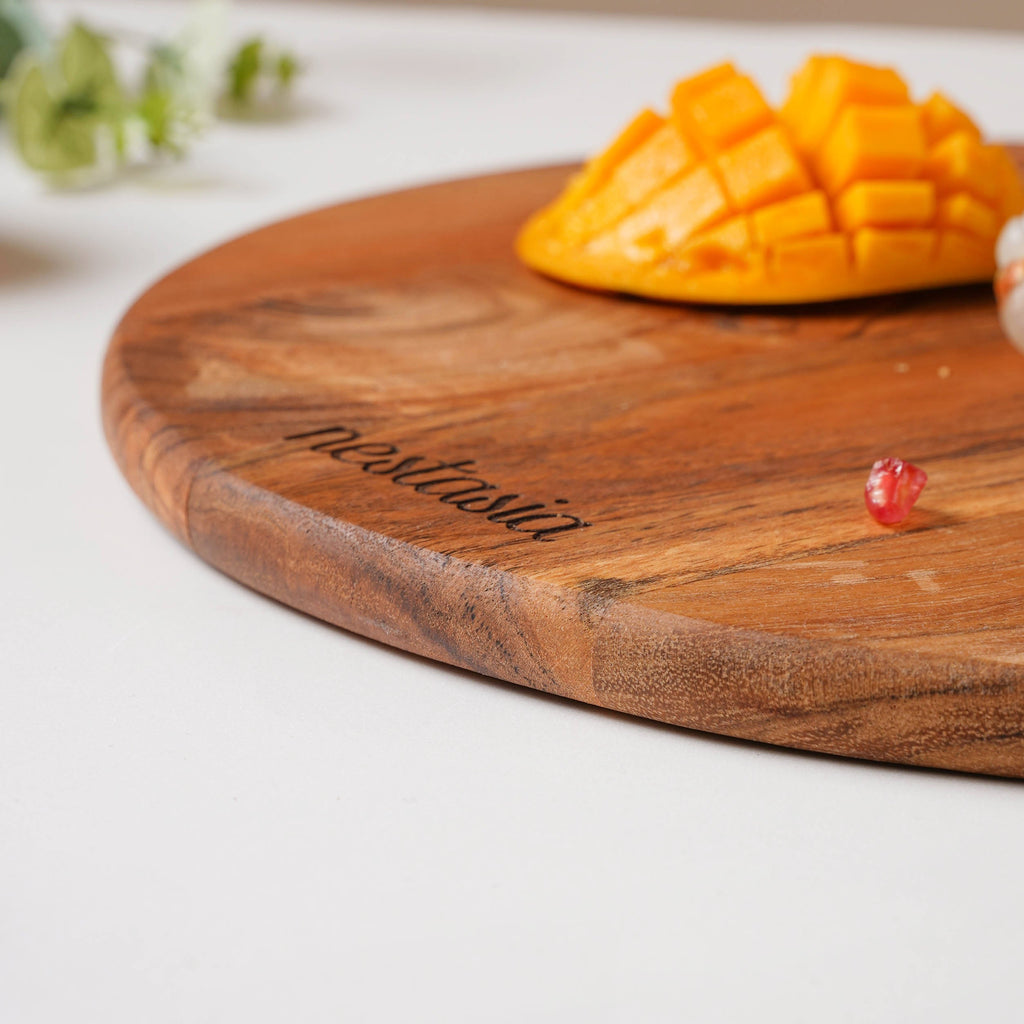 Farmhouse Round Wooden Platter 15 Inch Nestasia