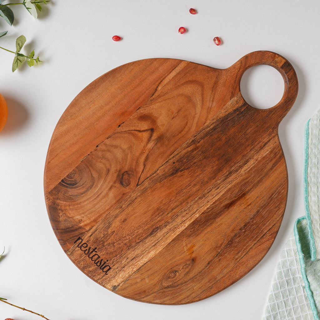 Farmhouse Round Wooden Platter 15 Inch Nestasia