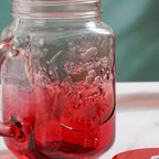 Tutti Frutti Glass Smoothie Jar Red with Lid and Straw Set of 4 Nestasia